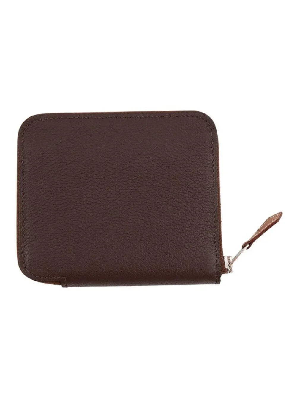Hermes Coin Purse Azap Compact Silk in Mocha Silver Evercolor